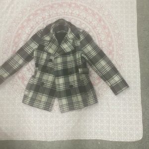 Black and white plaid coat, size 4-6
